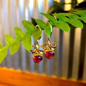 Ruby Heart Earrings
